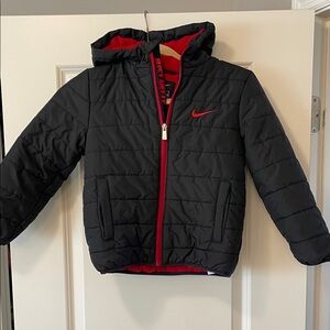 Nike Kids Black and Red Puffer Jacket Like New